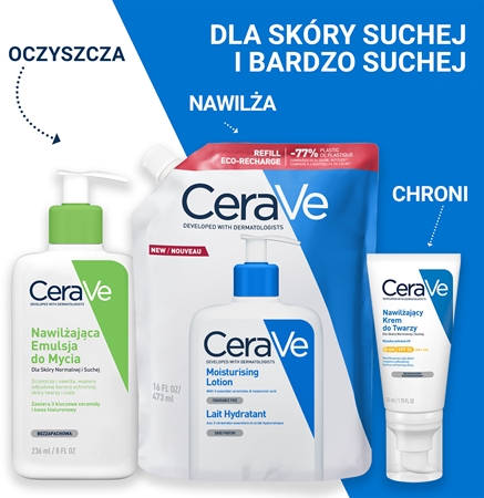 CeraVe Moisturizers Lotion mleczko nawilżające do twarzy i ciała do skóry suchej i bardzo suchej