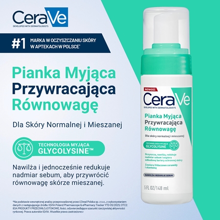 CeraVe Cleansers Balancing Air Foam Cleanser pianka oczyszczająca do cery normalnej i mieszanej