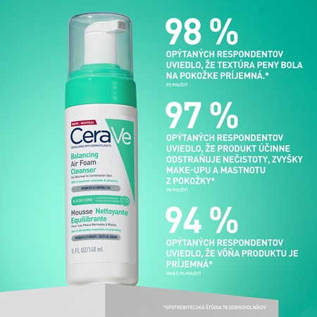 CeraVe Cleansers Balancing Air Foam Cleanser čistiaca pena pre normálnu až zmiešanú pleť