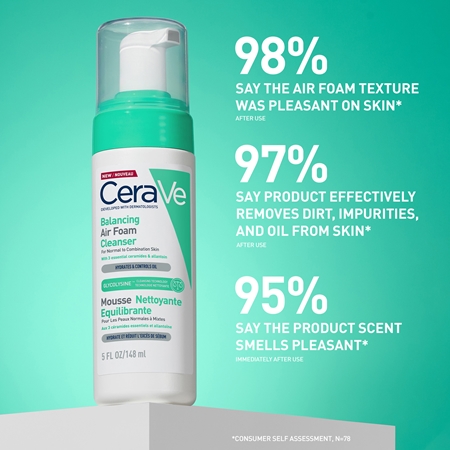 CeraVe Cleansers Balancing Air Foam Cleanser pjena za čišćenje za normalnu i mješovitu kožu lica
