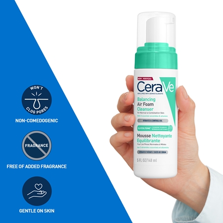 CeraVe Cleansers Balancing Air Foam Cleanser pjena za čišćenje za normalnu i mješovitu kožu lica