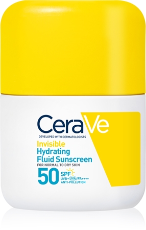 CeraVe Invisible Hydrating Fluid Sunscreen SPF 50 Protective Fluid with moisturising effect