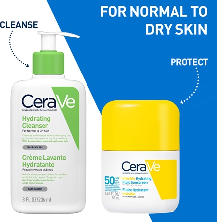 CeraVe Invisible Hydrating Fluid Sunscreen SPF 50 Protective Fluid with moisturising effect