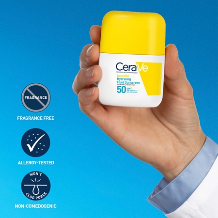 CeraVe Invisible Hydrating Fluid Sunscreen SPF 50 Protective Fluid with moisturising effect