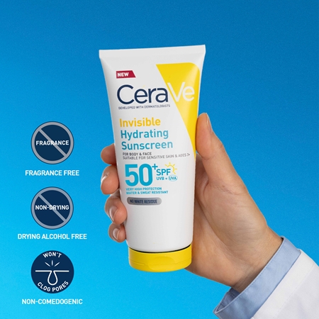 CeraVe Invisible Hydrating Sunscreen SPF 50+ Suntan Milk for face and body
