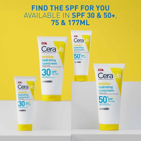 CeraVe Invisible Hydrating Sunscreen SPF 50+ Suntan Milk for face and body
