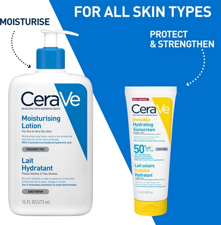 CeraVe Invisible Hydrating Sunscreen SPF 50+ Suntan Milk for face and body