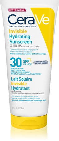 CeraVe Invisible Hydrating Sunscreen SPF 30 Suntan Milk for face and body