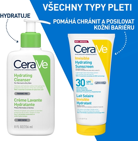 CeraVe Invisible Hydrating Sunscreen SPF 30 opalovací mléko na obličej a tělo