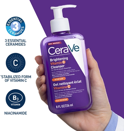 CeraVe Cleansers Brightening Izgaismojošs un attīrošs želejveida līdzeklis ar C vitamīnu