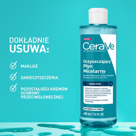 CeraVe Micellar Water Purifying oczyszczający płyn micelarny dla skóry normalnej i tłustej