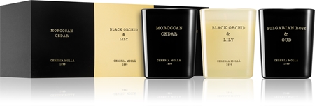 Cereria Mollá Boutique Moroccan Cedar, Black Orchid & Lily, Bulgarian Rose & Oud dárková sada