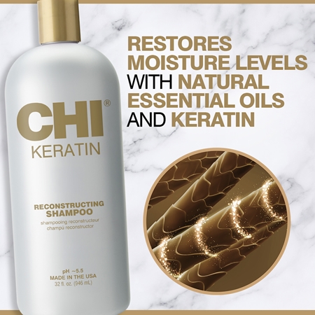 CHI Keratin Reconstructing Shampoo Schampo med keratin För torrt och ostyrigt hår