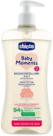 Chicco Baby Moments Sensitive micelární šampon na tělo a vlasy