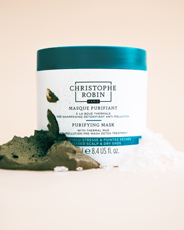 Christophe Robin Purifying Mask with Thermal Mud masque purifiant pour les cheveux exposés à la pollution de l’air