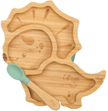 Citron Bamboo Plate plato con compartimentos con cuchara