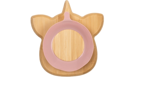 Citron Bamboo Plate piatto diviso con cucchiaino