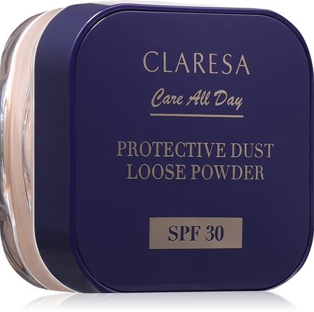 Claresa Care All Day Protective Dust Loose Powder birioji fiksuojamoji pudra SPF 30