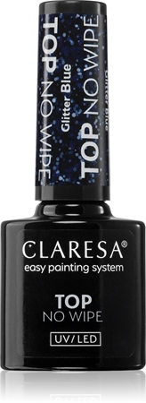 Claresa UV/LED Top Glitter No Wipe gel smalto coprente brillante