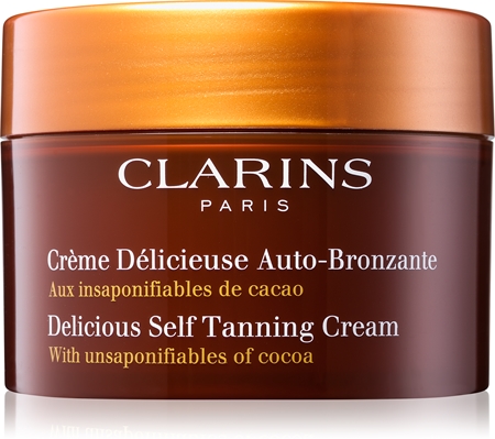 Clarins Delicious Self Tanning Cream lotiune autobronzanta pentru corp si fata cu unt de cacao