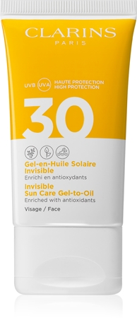 Clarins Invisible Sun Care Gel-to-Oil opalovací fluid na obličej SPF 30