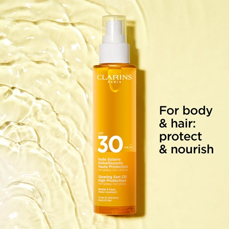 Clarins Sun Care Glowing Oil Huile sèche cheveux et corps SPF 30