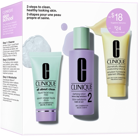 Clinique 3 Steps Skin Care Kit Skin Type 2 coffret cadeau pour un nettoyage parfait du visage