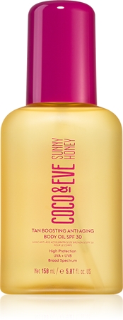 Coco & Eve Sunny Honey Tan Boosting Anti-Aging Body Oil SPF 30 olio protettivo per accelerare l'abbronzatura anti-age