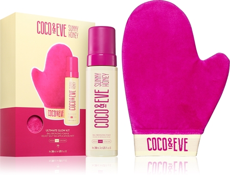 Coco & Eve Sunny Honey Ultimate Glow Kit spumă auto-bronzantă cu mănușă aplicatoare