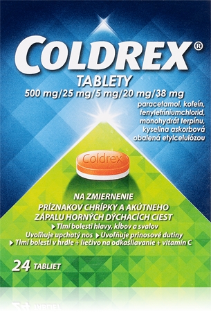 Coldrex Coldrex Tablety 500 mg/25 mg/5 mg/20 mg/38 mg tablety pri chrípke a prechladnutí