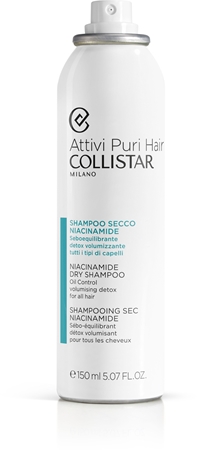 Collistar Hair Niacinamide Dry Shampoo suchý šampon pro absorpci přebytečného mazu a pro osvěžení vlasů s niacinamidem