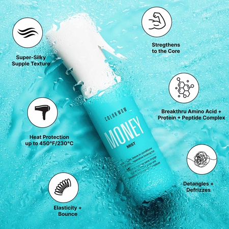 Color WOW Money Mist Izsmidzināms mitrinošs kondicionieris, kas nav jāizskalo matu ieveidošanai ar fēnu