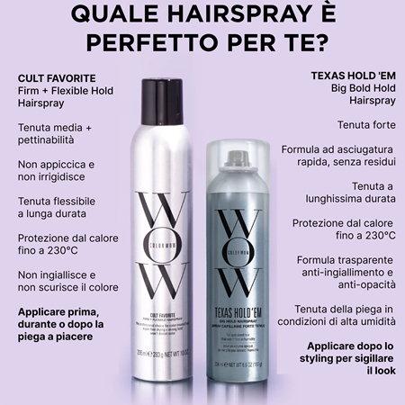 Color WOW Texas Hold ‘em lacca per capelli forte con fattore di protezione UV