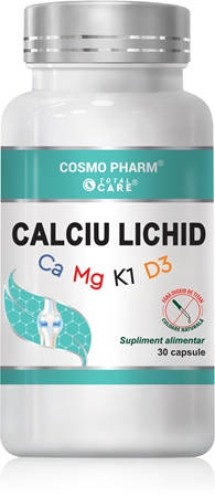 Cosmo Pharm Calciu Lichid + Mg + K1 + D3 capsule pentru susținerea sănătății oaselor, articulațiilor și a dinților