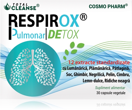 Cosmo Pharm Respirox Pulmonar Detox capsule pentru susținerea sănătății căilor respiratorii