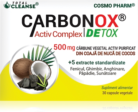 Cosmo Pharm Carbonox Activ Complex Detox capsule pentru reglarea gazelor intestinale