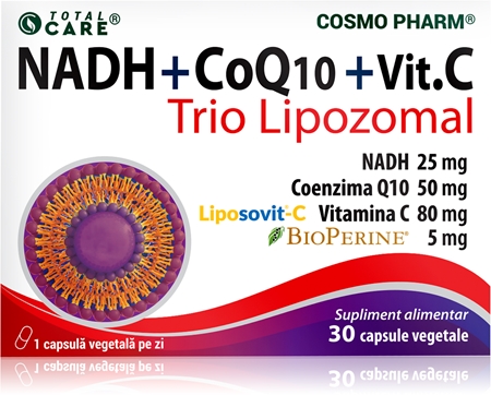 Cosmo Pharm Trio Lipozomal (NADH + Q10 + Vitamin C) capsule pentru susținerea metabolismului energetic