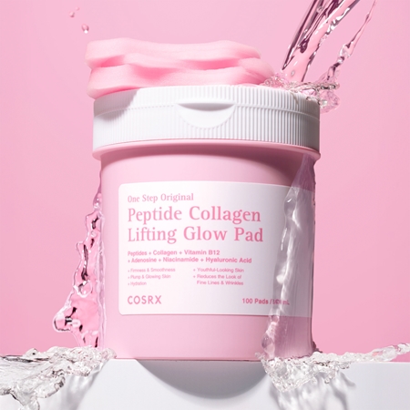 Cosrx One Step Original Peptide Collagen Lifting Glow Pad tonizujące płatki do twarzy do ujędrniania i liftingu skóry twarzy