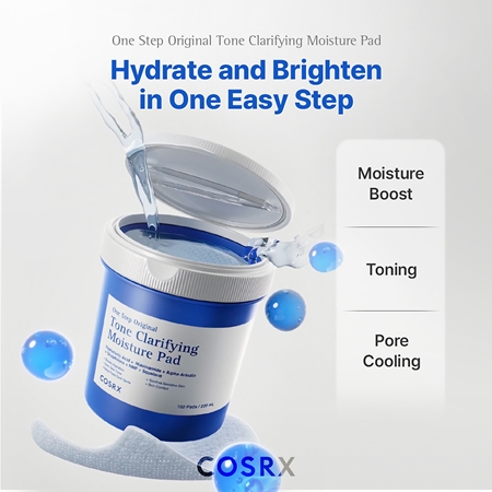 Cosrx One Step Original Tone Clarifying Moisture Pad patchs toniques pour un effet naturel