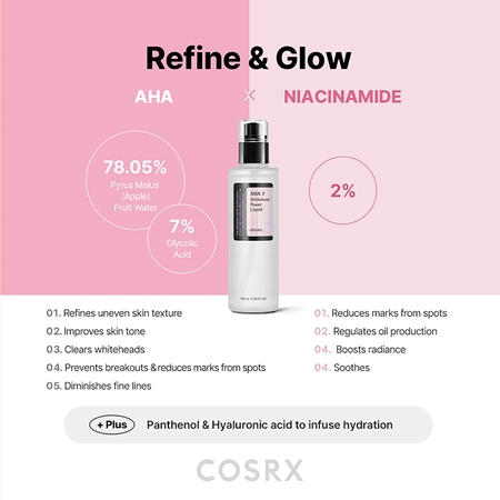 Cosrx AHA7 Whitehead Power Liquid essence exfoliante pour peaux hyperpigmentées