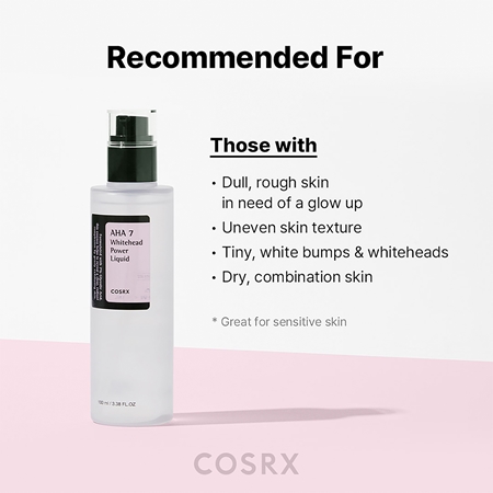 Cosrx AHA7 Whitehead Power Liquid essence exfoliante pour peaux hyperpigmentées