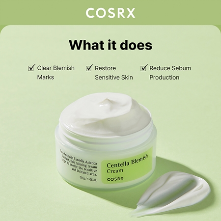 Cosrx Centella Blemish Cream odżywczy krem łagodzący przeciw zaczerwienieniom skóry