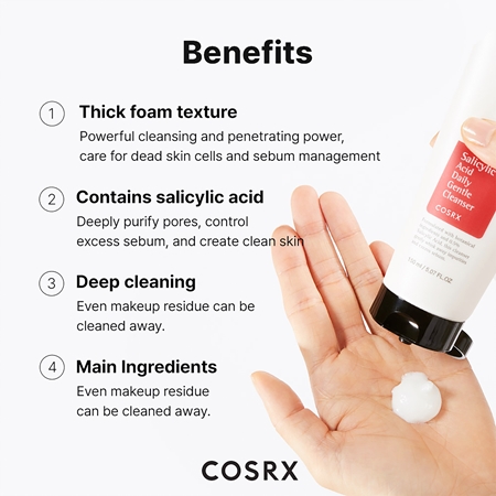Cosrx Salicylic Acid Daily Gentle Cleanser aktywna pianka oczyszczająca