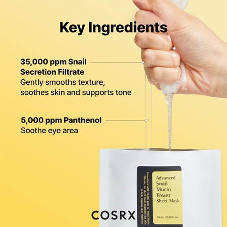 Cosrx Advanced Snail Power Essence maseczka przeciwzmarszczkowa w płachcie o działaniu nawilżającym