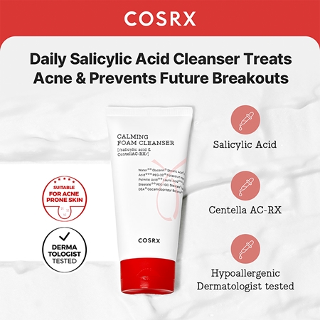Cosrx AC Collection delikatna pianka oczyszczająca do skóry wrażliwej ze skłonnością do wyprysków