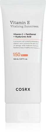 Cosrx Vitamin E Vitalizing Sunscreen veido kremas nuo saulės senėjimą lėtinančio poveikio