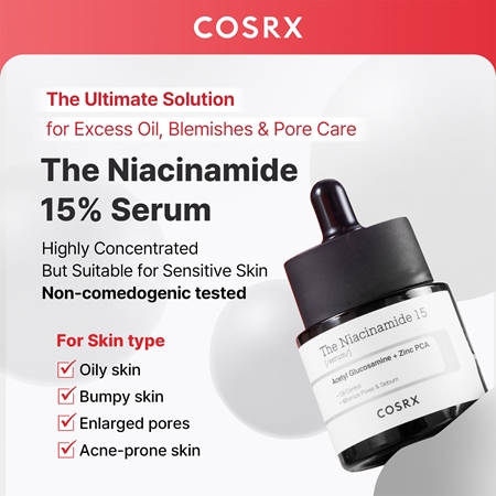 Cosrx Niacinamide 15 lekkie serum przeciw niedoskonałościom skóry trądzikowej