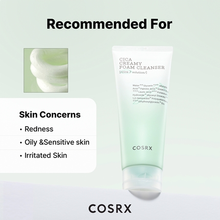 Cosrx Pure Fit Cica Creamy Foam Cleanser pianka oczyszczająca do skóry tłustej