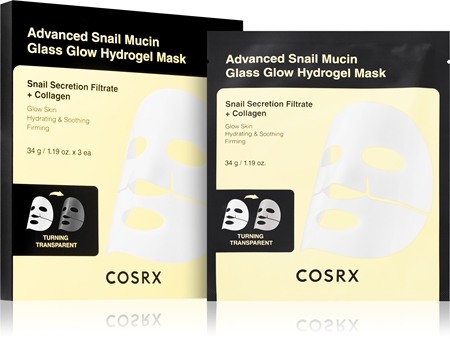Cosrx Advanced Snail Mucin Glass Glow Hydrogel Mask revitalizing face hydrogel mask with snail extract to even out skin tone