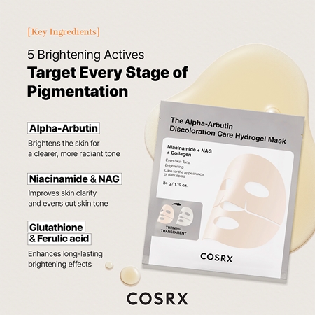 Cosrx The Alpha-Arbutin Discoloration Care maseczka hydrożelowa do ujednolicenia kolorytu skóry